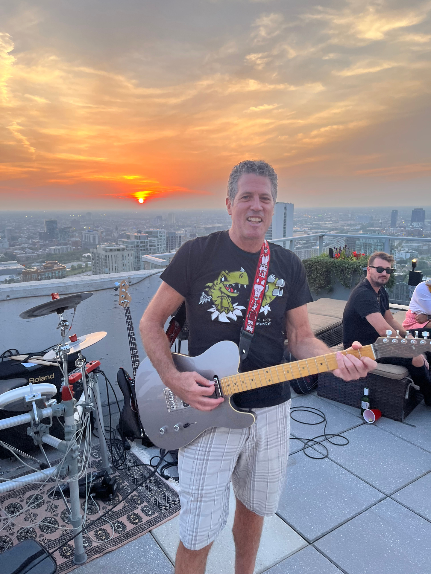 Telecaster and a Chicago sunset.